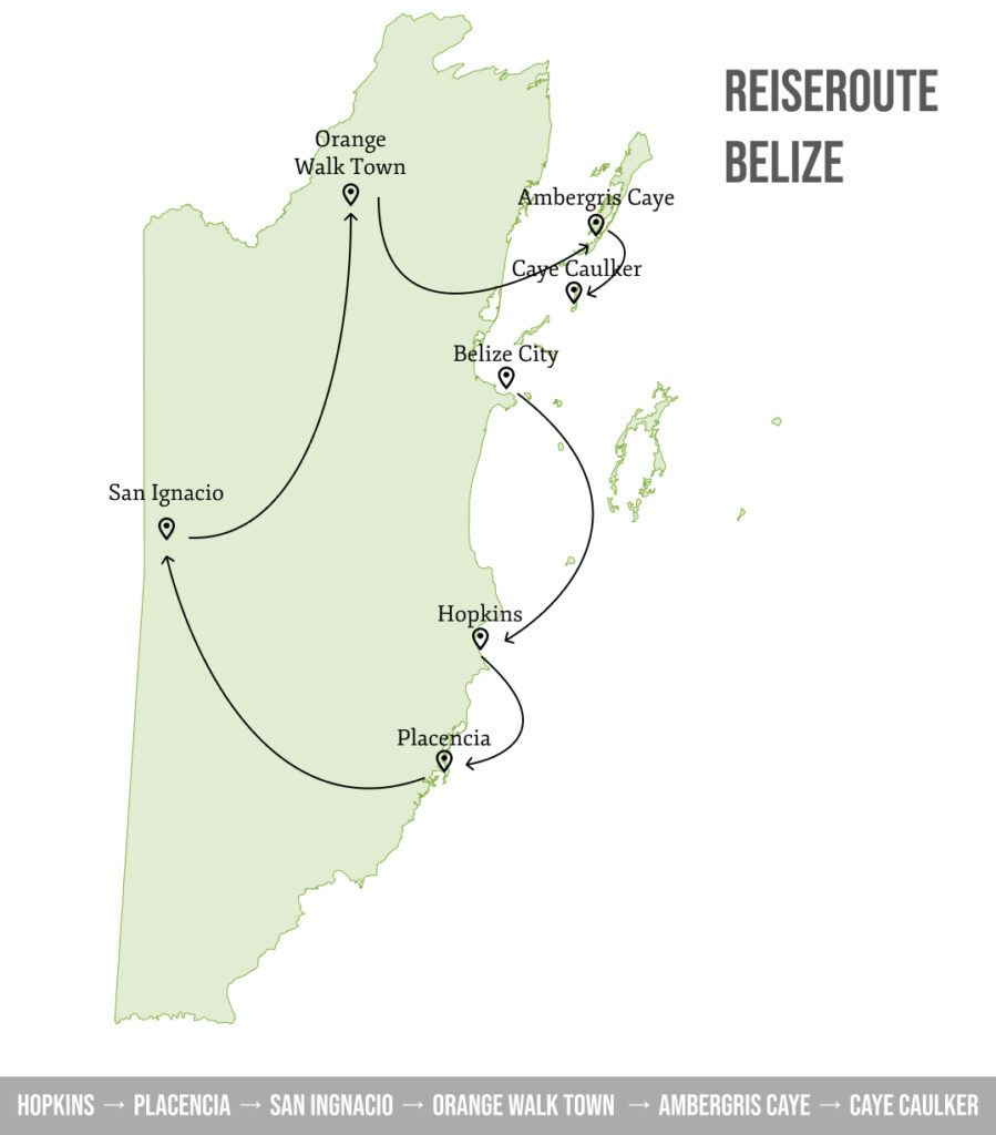 Infografik Reiseroute Belize