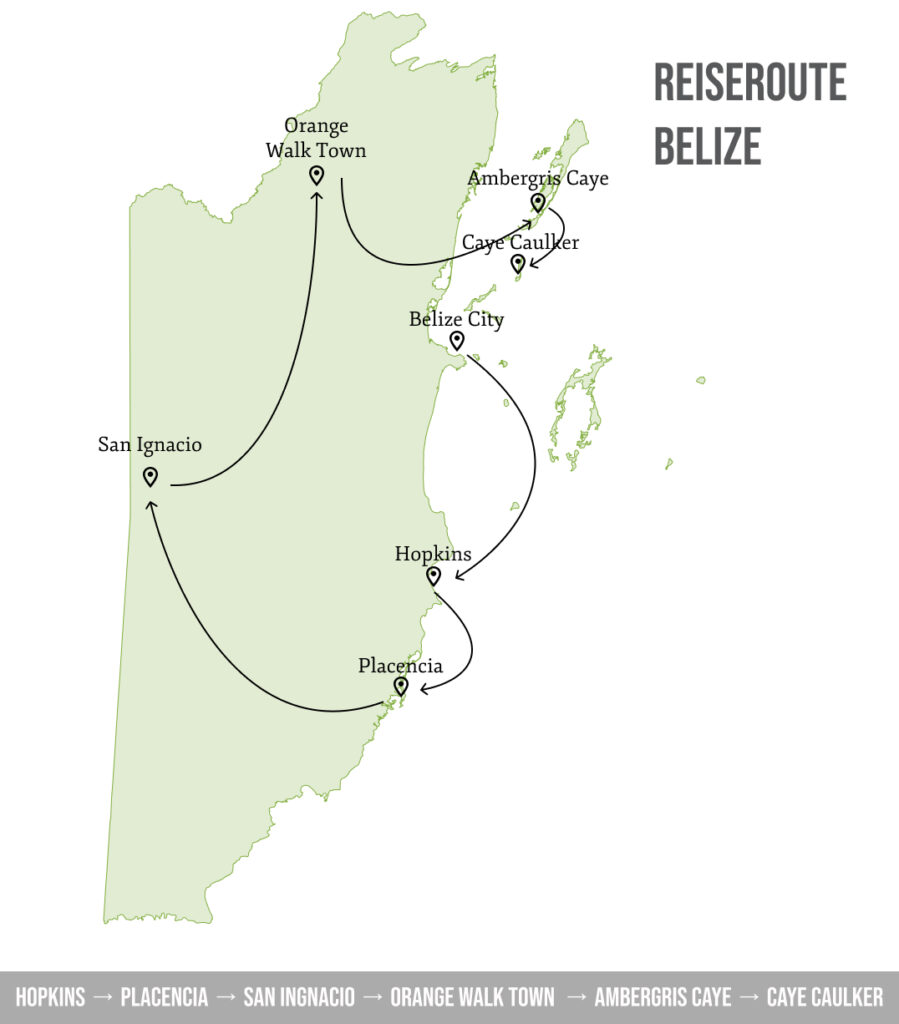 belize reiseroute infografik